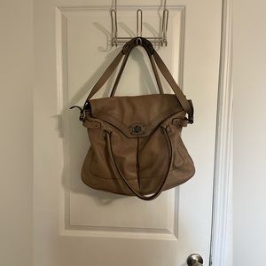Genuine leather Hobo style tote bag w/ removable crossbody strap by Ann Taylor